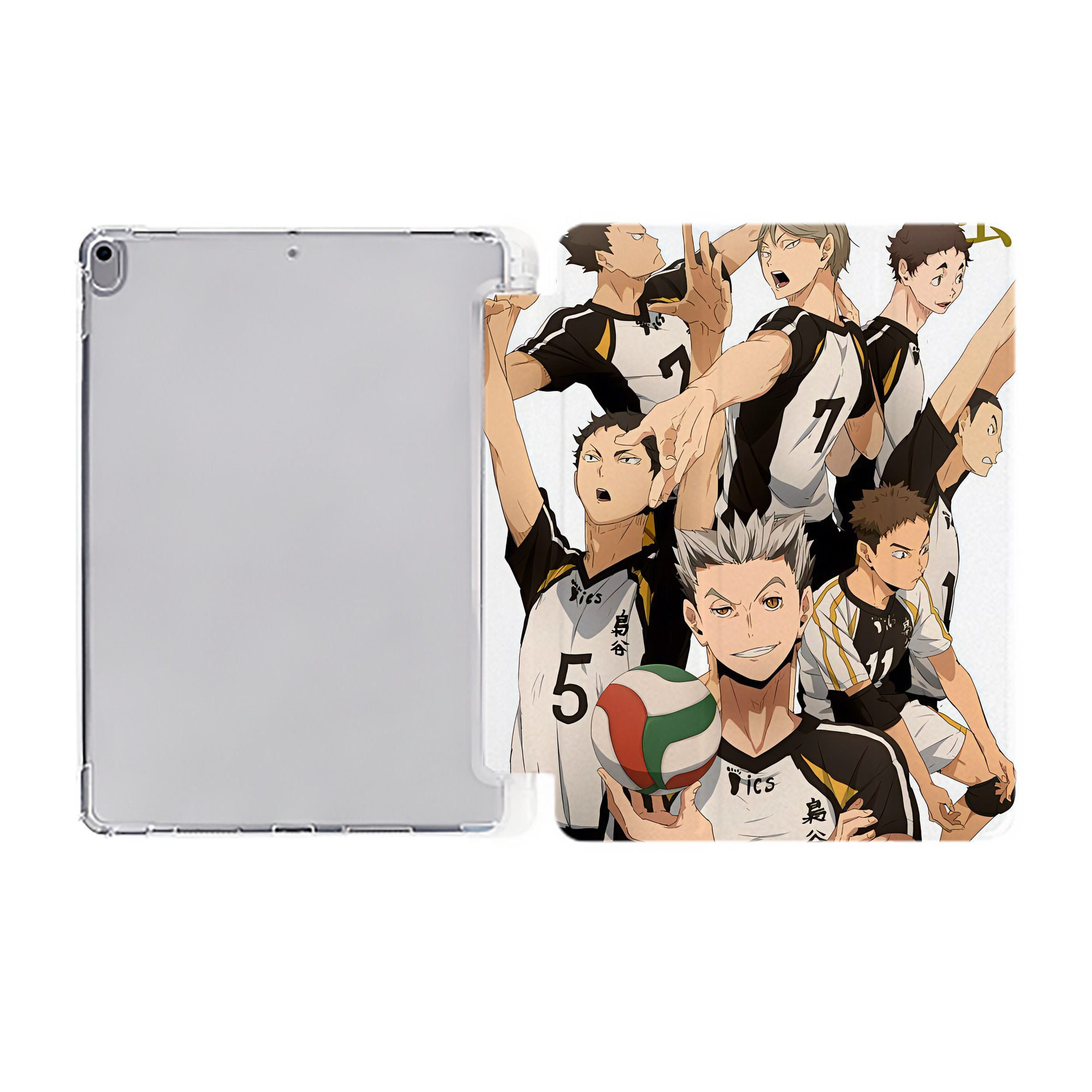 （画像用） ハイキュー!! Haikyu!! IPad ケース ペン収納付き 三つ折りスタンド PUレザー×シリコン 対応機種9.5/10.5/10.9インチ